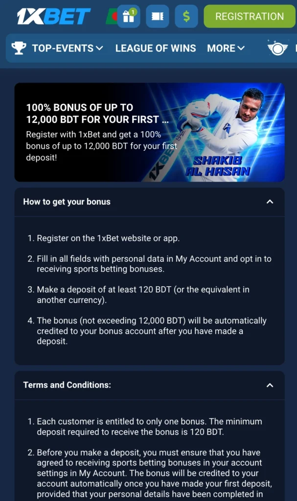 Bonus 1xbet bangladesh